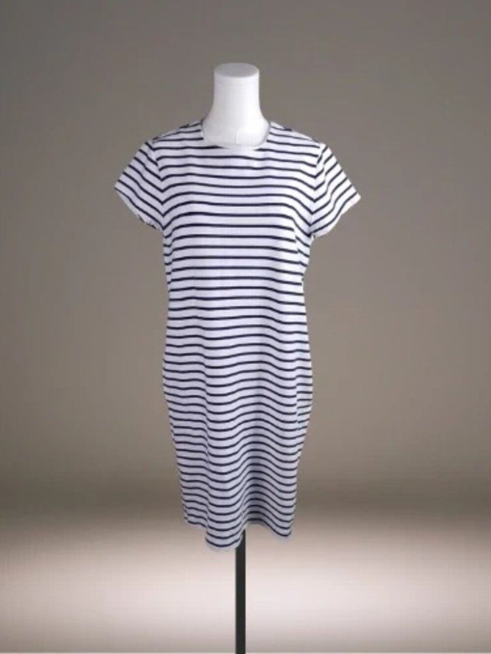 Lauren Ralph Lauren Dress Womens L Navy White Striped T Shirt Stretch Cotton